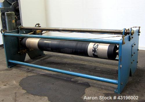 Used Nip Roll Assembly Consisting Of: (1) 10" Diameter x 84" long stationary metal roll, driven by a 3hp, 180 volt, 1750 rpm DC gear motor, ratio 15 to 1, (1) 10" diameter x 84" wide pneumatically ad...