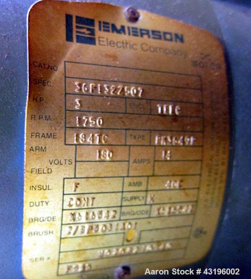 Used Nip Roll Assembly Consisting Of: (1) 10" Diameter x 84" long stationary metal roll, driven by a 3hp, 180 volt, 1750 rpm DC gear motor, ratio 15 to 1, (1) 10" diameter x 84" wide pneumatically ad...