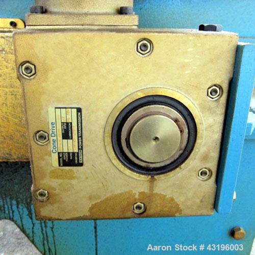 Used Nip Roll Assembly Consisting Of: (1) 10" Diameter x 84" long stationary metal roll, driven by a 3hp, 180 volt, 1750 rpm DC gear motor, ratio 15 to 1, (1) 10" diameter x 84" wide pneumatically ad...