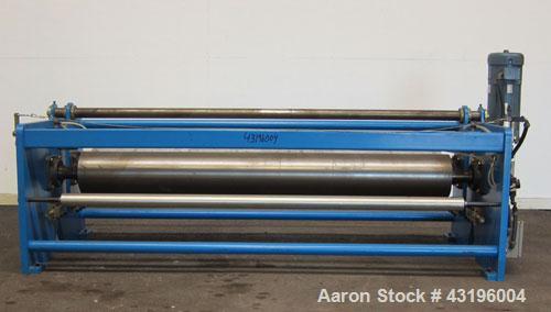 Used Nip Roll Assembly Consisting Of: (1) 10" Diameter x 84" long stationary metal roll, driven by a 3hp, 180 volt, 1750 rpm DC gear motor, ratio 15 to 1, (1) 10" diameter x 84" wide pneumatically ad...