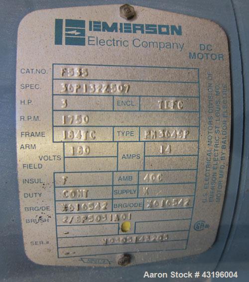 Used Nip Roll Assembly Consisting Of: (1) 10" Diameter x 84" long stationary metal roll, driven by a 3hp, 180 volt, 1750 rpm DC gear motor, ratio 15 to 1, (1) 10" diameter x 84" wide pneumatically ad...