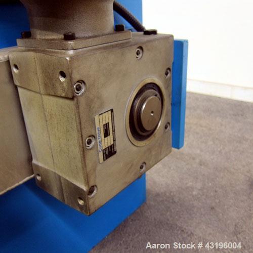 Used Nip Roll Assembly Consisting Of: (1) 10" Diameter x 84" long stationary metal roll, driven by a 3hp, 180 volt, 1750 rpm DC gear motor, ratio 15 to 1, (1) 10" diameter x 84" wide pneumatically ad...