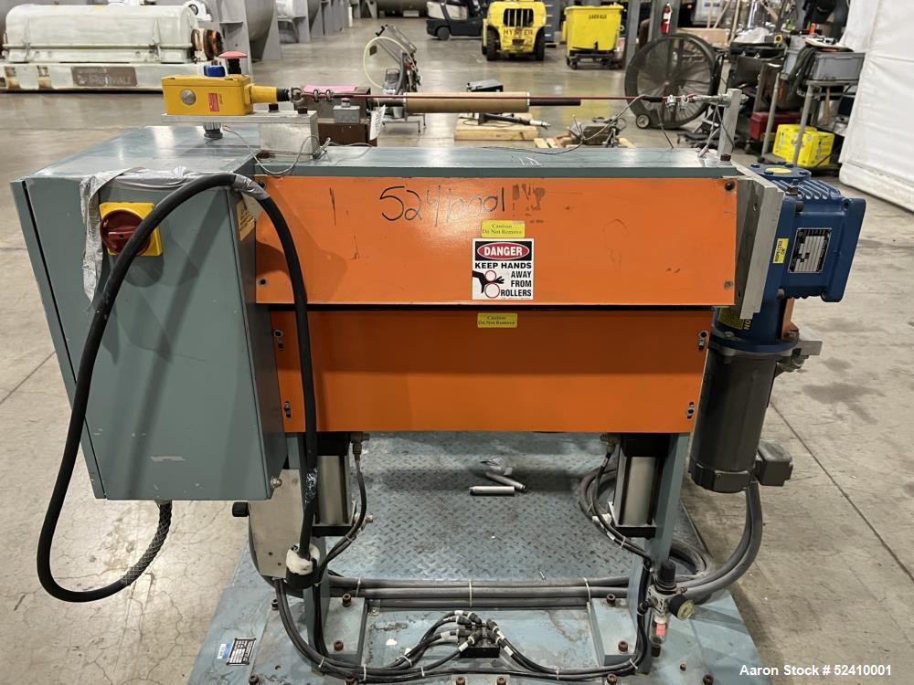 Used Davis Standard Cast Film Stand, Model KXE-1220. (2) 20" wide x 6" diameter feed rolls (1) chrome plated, (1) urethane. Driven by a .5hp 1750rpm motor, through reducer 30:1. (1) 20" wide x 4" dia...