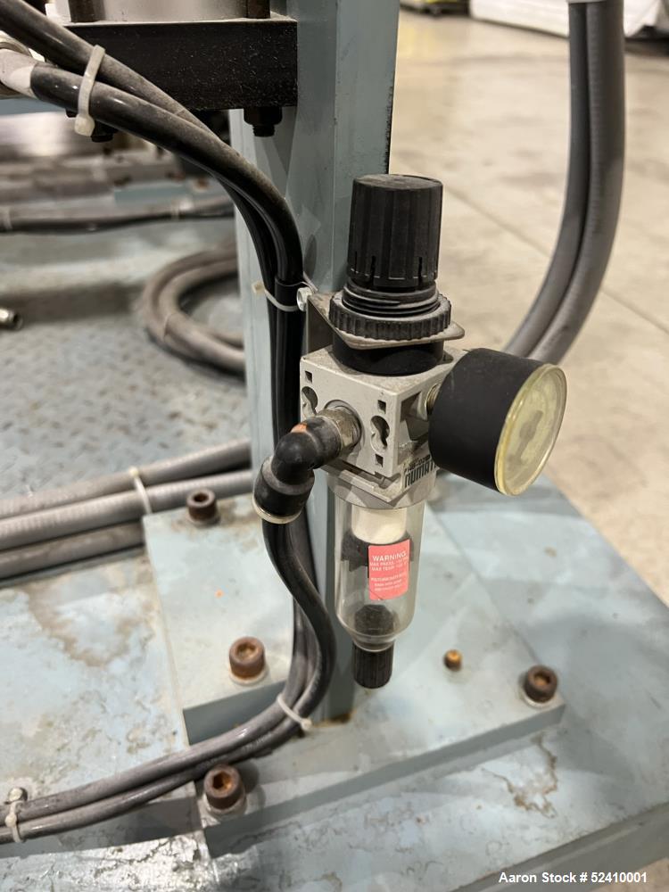 Used Davis Standard Cast Film Stand, Model KXE-1220. (2) 20" wide x 6" diameter feed rolls (1) chrome plated, (1) urethane. Driven by a .5hp 1750rpm motor, through reducer 30:1. (1) 20" wide x 4" dia...
