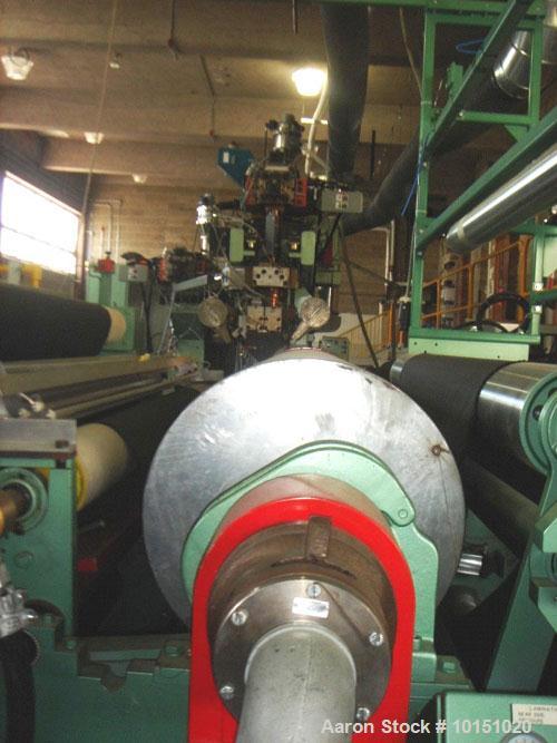 Used Davis Standard Extrusion Coating Package designed to make 40" to 85" finished web width. Line rated at 400 feet per minute mechanical line speed. Unit was last used for .01" of low density of PE...