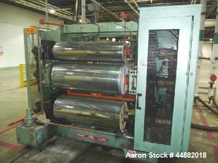 Used Davis Standard 44" wide x 12" x 18" x 18" gear driven chill roll stack, SO #52517, serial #R0210.  New 1994.  Each roll equipped with rotary union, hydraulic clamping action on rolls including h...