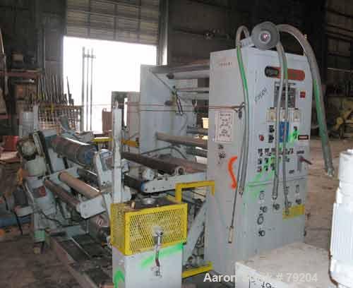 Used Egan 40" Cast Film Line Consisting of (1) Egan 3.5" extruder, 20:1 L/D ratio, electrically heated, water cooled, 100 hp main drive motor with SCR controller, 16.94:1 gearbox ratio. (1) 11 zone d...