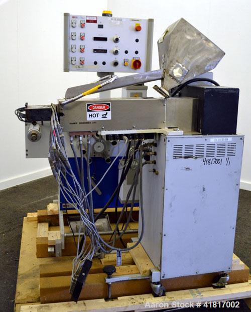 Used Haake Rheomex 252 Lab Cast Film Line Consisting of: (1) 3/4" Diameter Haake single screw lab extruder, approxmimate 24 to 1 L/D ratio, model  27-13-100. (2) Eurotherm 2132 temperature controls, ...