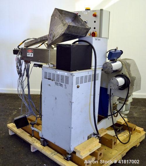 Used Haake Rheomex 252 Lab Cast Film Line Consisting of: (1) 3/4" Diameter Haake single screw lab extruder, approxmimate 24 to 1 L/D ratio, model  27-13-100. (2) Eurotherm 2132 temperature controls, ...
