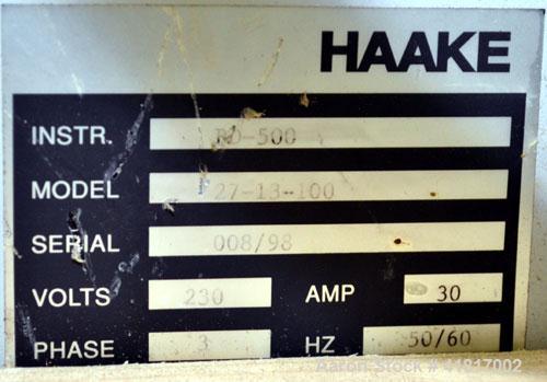 Used Haake Rheomex 252 Lab Cast Film Line Consisting of: (1) 3/4" Diameter Haake single screw lab extruder, approxmimate 24 to 1 L/D ratio, model  27-13-100. (2) Eurotherm 2132 temperature controls, ...