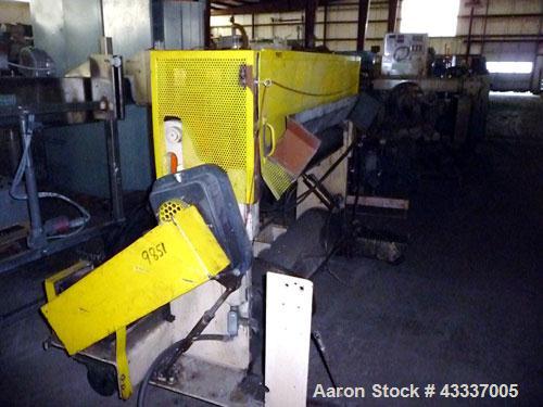 Used NRM Rubber Pull Roll Assembly. (2) 52" Wide x 8" diameter rubber rolls. Bottom roll driven by an approximate 3 hp DC motor thru a reducer, air actuated top roll.