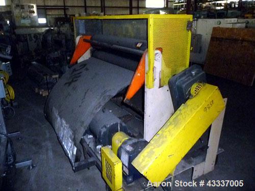 Used NRM Rubber Pull Roll Assembly. (2) 52" Wide x 8" diameter rubber rolls. Bottom roll driven by an approximate 3 hp DC motor thru a reducer, air actuated top roll.