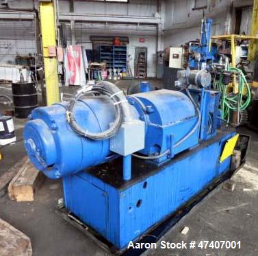 Used Farrel Lab Banbury Mixer, Model BR. 2.6 lb. capacity, 96 cu. in. net volume of mixer chamber. Jacketed mixing chamber, cored rotors, with feed hopper. Has pneumatically operated ram with floatin...