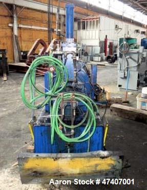 Used Farrel Lab Banbury Mixer, Model BR. 2.6 lb. capacity, 96 cu. in. net volume of mixer chamber. Jacketed mixing chamber, cored rotors, with feed hopper. Has pneumatically operated ram with floatin...