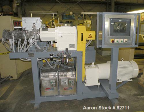 Used Buss Ko-Kneader, 55mm, Model PCS 55-8D. 8:1 L/D, driven by a 40 hp AC motor with inverter. Has Panelview touch screen operator control and includes main electrical panel. Serial #453586-2, sales...