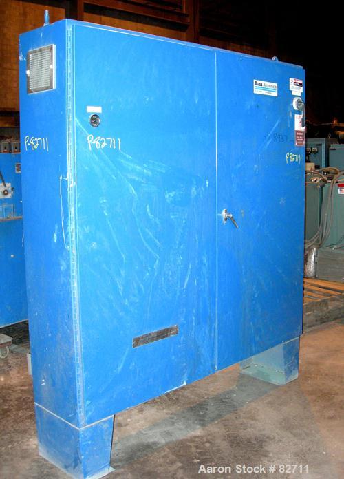 Used Buss Ko-Kneader, 55mm, Model PCS 55-8D. 8:1 L/D, driven by a 40 hp AC motor with inverter. Has Panelview touch screen operator control and includes main electrical panel. Serial #453586-2, sales...
