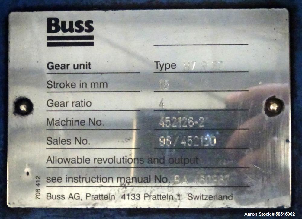 Used Buss Ko-Kneader Extruder, Model TCS 100-16 D