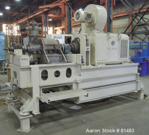 USED: 40 liter Draiswerk Gelmat intensive compounder. 50 lb batch based on 35 lb per cu ft material. Unit is direct connected to 600 hp 1150/1750 rpm DC motor with Saftronics DC motor controls, 50/60...