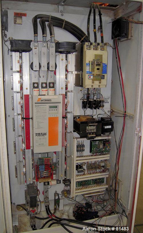 USED: 40 liter Draiswerk Gelmat intensive compounder. 50 lb batch based on 35 lb per cu ft material. Unit is direct connected to 600 hp 1150/1750 rpm DC motor with Saftronics DC motor controls, 50/60...