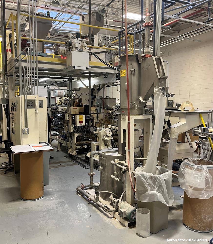 Used Farrel CP-23 Compounding System Consisting Of: (1) Farrell Compact Processor Continuous Mixer, type CP-23. #2 Cored rotors driven by an 30hp, 500 volt, 1150 rpm DC motor. (1) Farrell approximate...