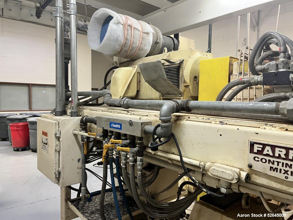 Used Farrel CP-23 Compounding System Consisting Of: (1) Farrell Compact Processor Continuous Mixer, type CP-23. #2 Cored rotors driven by an 30hp, 500 volt, 1150 rpm DC motor. (1) Farrell approximate...