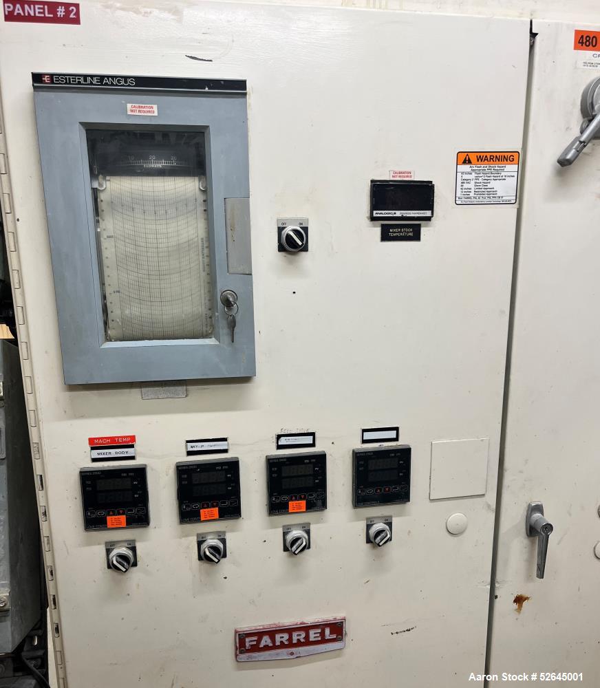 Used Farrel CP-23 Compounding System Consisting Of: (1) Farrell Compact Processor Continuous Mixer, type CP-23. #2 Cored rotors driven by an 30hp, 500 volt, 1150 rpm DC motor. (1) Farrell approximate...