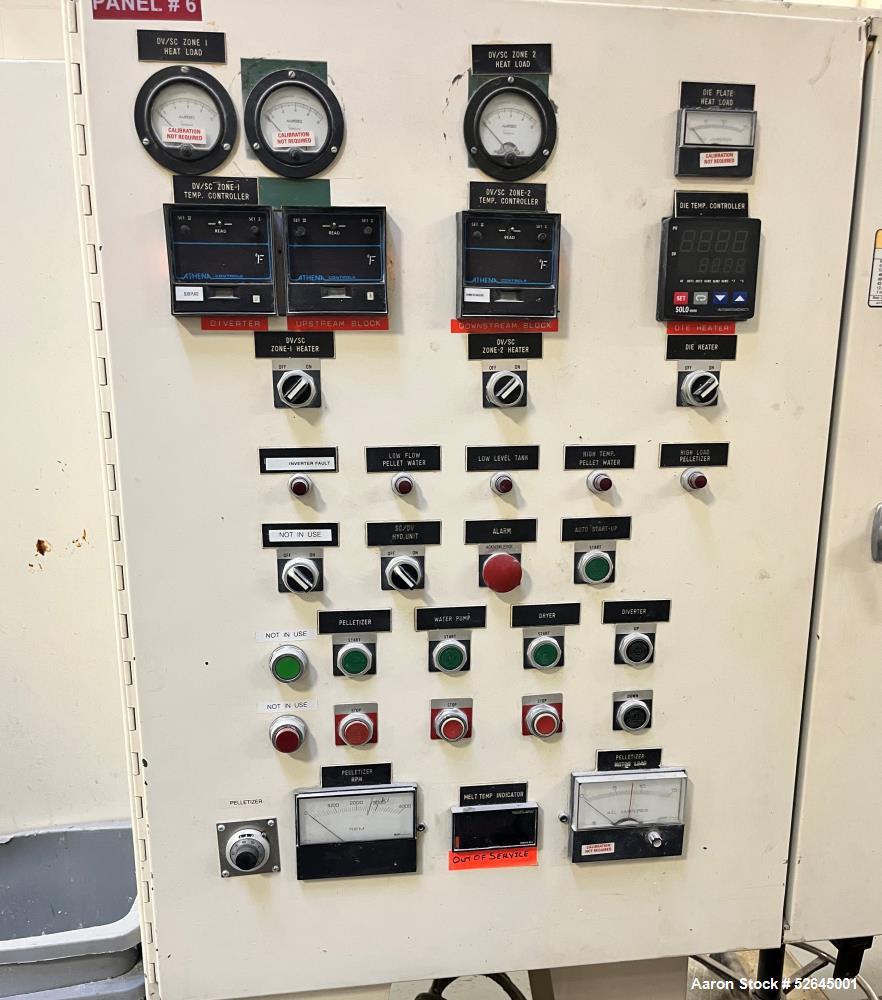 Used Farrel CP-23 Compounding System Consisting Of: (1) Farrell Compact Processor Continuous Mixer, type CP-23. #2 Cored rotors driven by an 30hp, 500 volt, 1150 rpm DC motor. (1) Farrell approximate...