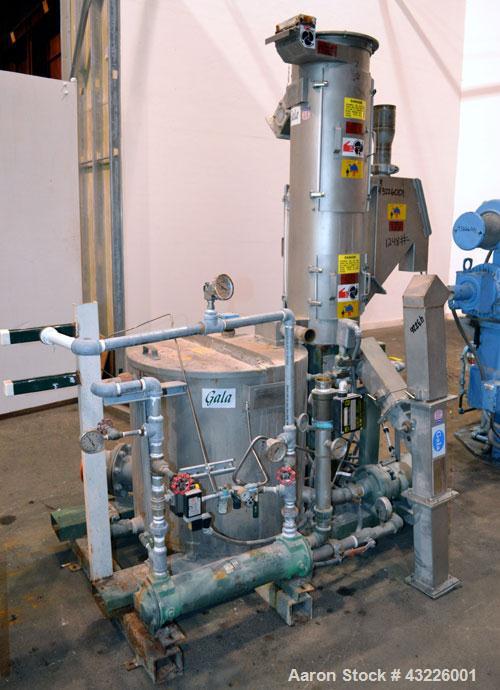 Used Compounding Line Consisting Of: (1) Farrel size 4LMSD Continuous Mixer. Modified top feed, side discharge. Oil heated, over-under rotor design. Driven by a 150hp, 500 volt, 1750 rpm DC motor thr...