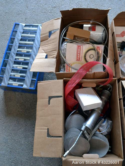 Used Compounding Line Consisting Of: (1) Farrel size 4LMSD Continuous Mixer. Modified top feed, side discharge. Oil heated, over-under rotor design. Driven by a 150hp, 500 volt, 1750 rpm DC motor thr...