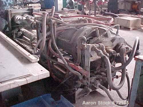 USED: Farrel continuous mixer, model #9FCM. Cored #15 style rotors with rotary unions, 1881 cu in mixing chamber. Rated approx up to10,000 pounds an hour. Driven by a 600 hp DC motor thru a Farrel ge...