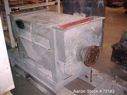 USED: Farrel continuous mixer, model #9FCM. Cored #15 style rotors with rotary unions, 1881 cu in mixing chamber. Rated approx up to10,000 pounds an hour. Driven by a 600 hp DC motor thru a Farrel ge...