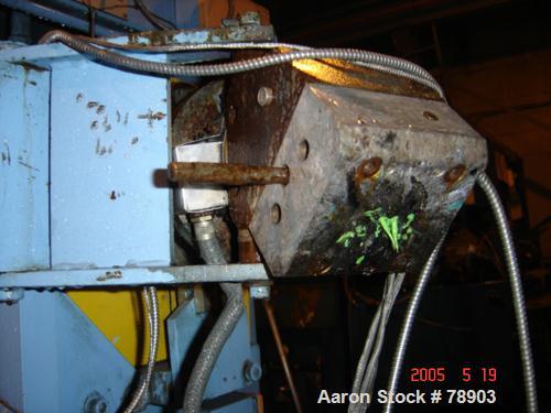 USED: Farrel internal mixing and extrusion system, type CP12, consisting of (1) Farrel continuous mixer, 10:1 L/D. Material of construction is carbon steel on product contact parts. 5.6 kw motor feed...