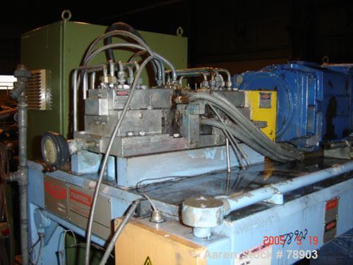 USED: Farrel internal mixing and extrusion system, type CP12, consisting of (1) Farrel continuous mixer, 10:1 L/D. Material of construction is carbon steel on product contact parts. 5.6 kw motor feed...