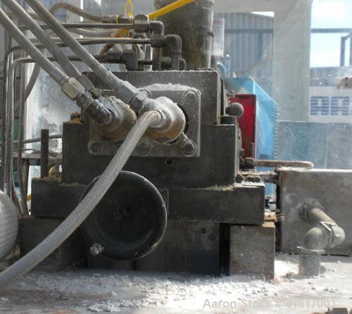 Used Farrel CP23 Compounding System consisting of: (1) Farrell continuous mixer, type 2LM. Cored rotors driven by a 30 hp, 500 volt, 1150 rpm DC motor. (1) Farrell 3-1/4" single screw extruder, 10 to...