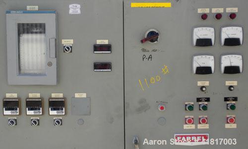 Used Farrel CP23 Compounding System consisting of: (1) Farrell continuous mixer, type 2LM. Cored rotors driven by a 30 hp, 500 volt, 1150 rpm DC motor. (1) Farrell 3-1/4" single screw extruder, 10 to...