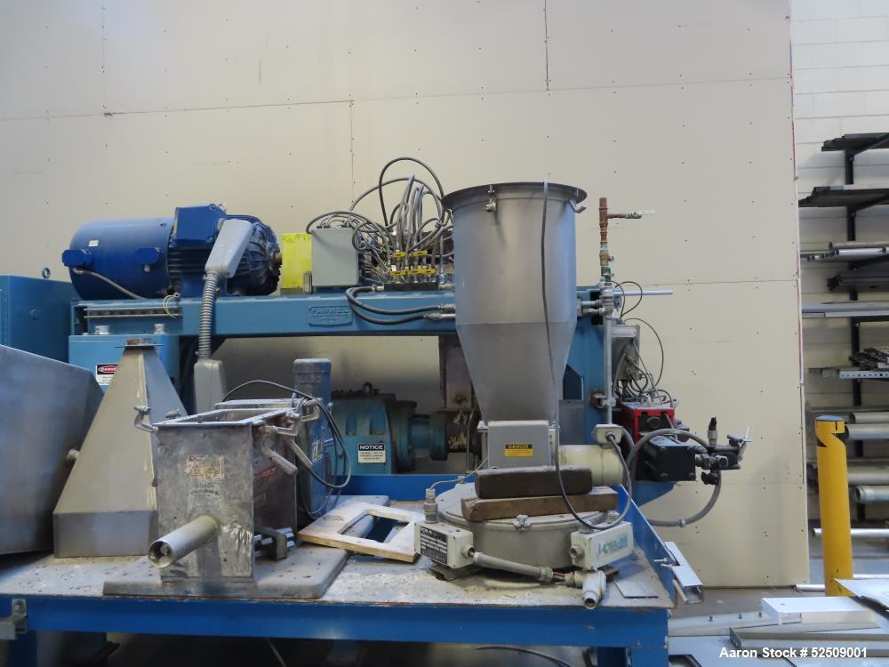 Used Farrel CP23 Compounding System consisting of: (1) Farrell continuous mixer, type 2LM; Control Panel, Hydraulic power pack for screen changer; Stand and miscellaneous components; K-Tron control p...