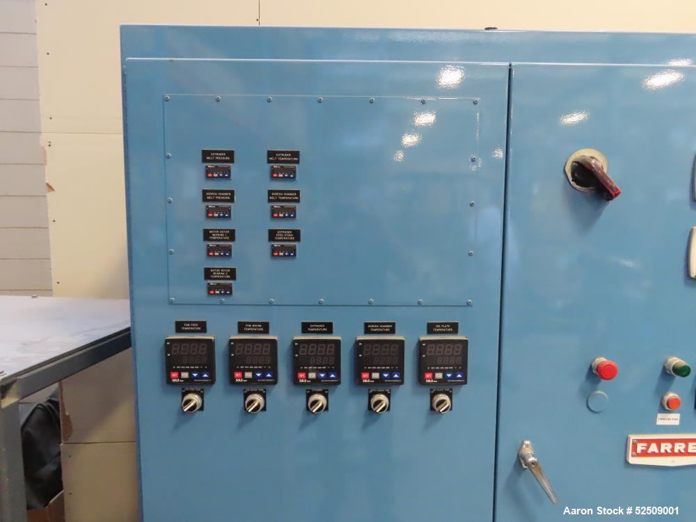 Used Farrel CP23 Compounding System consisting of: (1) Farrell continuous mixer, type 2LM; Control Panel, Hydraulic power pack for screen changer; Stand and miscellaneous components; K-Tron control p...