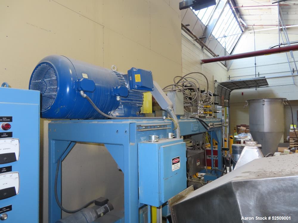 Used Farrel CP23 Compounding System consisting of: (1) Farrell continuous mixer, type 2LM; Control Panel, Hydraulic power pack for screen changer; Stand and miscellaneous components; K-Tron control p...