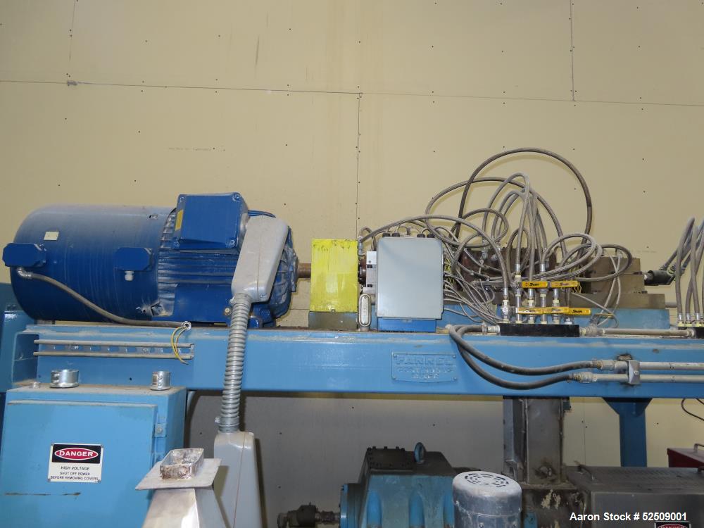 Used Farrel CP23 Compounding System consisting of: (1) Farrell continuous mixer, type 2LM; Control Panel, Hydraulic power pack for screen changer; Stand and miscellaneous components; K-Tron control p...