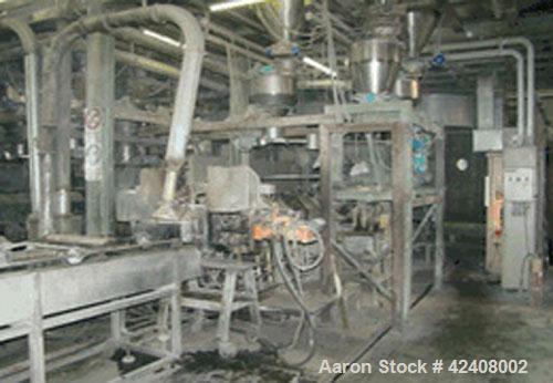 Used Maris TM 92 Compounding Line with a co-rotating twin screw extruder, 3.62" (92 mm) screws, L/D 44, output 1323 - 2201 lbs/hr (600-1,000 kg/hr). Used for PA 6/66 // ABS // PBT // PS // PP // PE. ...