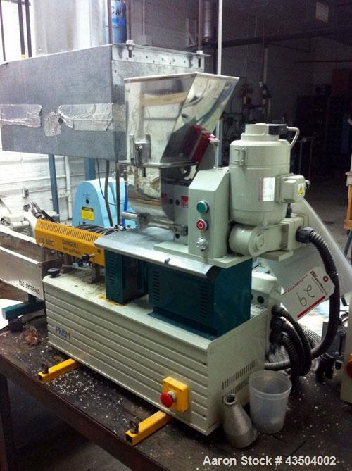 Used Prism Laboratory Compounding Line consisting of:  (1) Prism 16 mm extruder, model TSE16C, approximately 24 to 1 L/D.  Includes a volumetric feeder, controls, vacuum pump and single hole strand d...