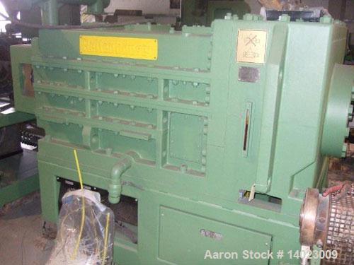 Used Reifenhauser BT3500-2-142-17V Recycling Line.  Screw diameter 142 mm.  174 hp/130 kW.  Included in the line:  (1) die face cutter, (1) pellet cooler, (1) control panel.