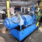 Used Farrel Lab Banbury Mixer, Model BR. 2.6 lb. capacity, 96 cu. in. net volume of mixer chamber. Jacketed mixing chamber, cored rotors, with feed hopper. Has pneumatically operated ram with floatin...