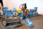 Used Compounding Line Consisting Of: (1) Farrel size 4LMSD Continuous Mixer. Modified top feed, side discharge. Oil heated, over-under rotor design. Driven by a 150hp, 500 volt, 1750 rpm DC motor thr...