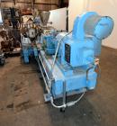 Used Compounding Line Consisting Of: (1) Farrel size 4LMSD Continuous Mixer. Modified top feed, side discharge. Oil heated, over-under rotor design. Driven by a 150hp, 500 volt, 1750 rpm DC motor thr...