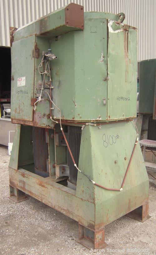 Used Densifier, Carbon Steel. Oval shaped bowl approximately 64" long x 31" wide x 42" deep. (2) bottom blades, each driven by a 132 kW (176.9 hp), 3/60/208 volt, 1780 rpm motor. Hinged top cover wit...
