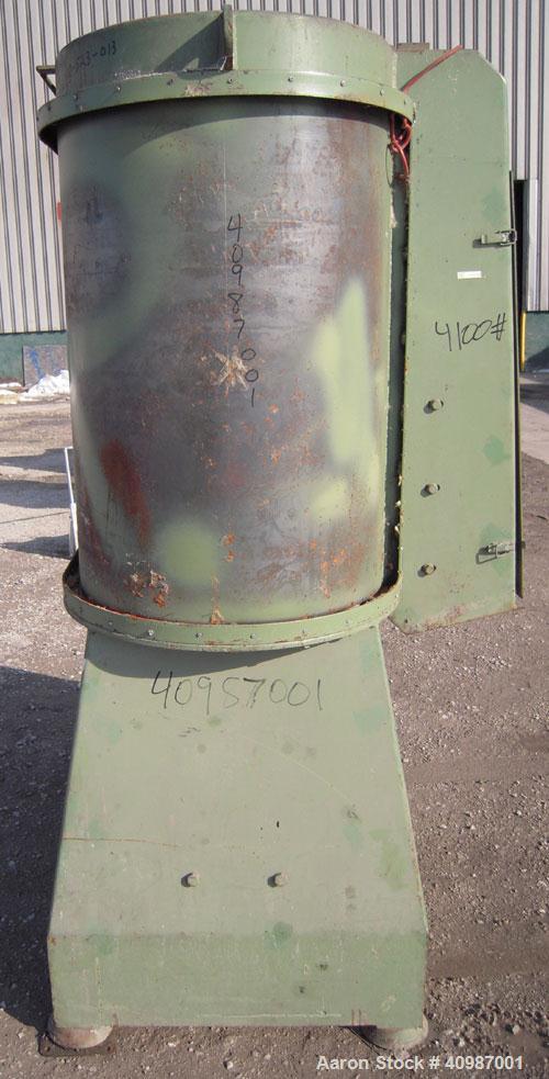 Used Weiss Densifier, model RL600, carbon steel. Approximately 600 liter capacity. Oval shaped bowl 26'' x 50'' x 43'' deep. (2) Bottom blades, each driven by an approximate 50 hp motor. Back outlet ...