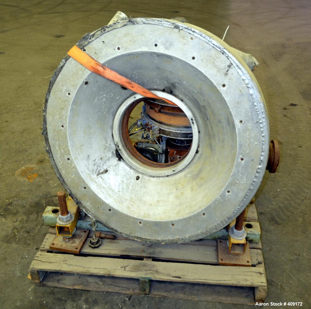 Used Gloucester Engineering Blown Film Die, Approximate 11" diameter. Includes an air ring, and cart.
