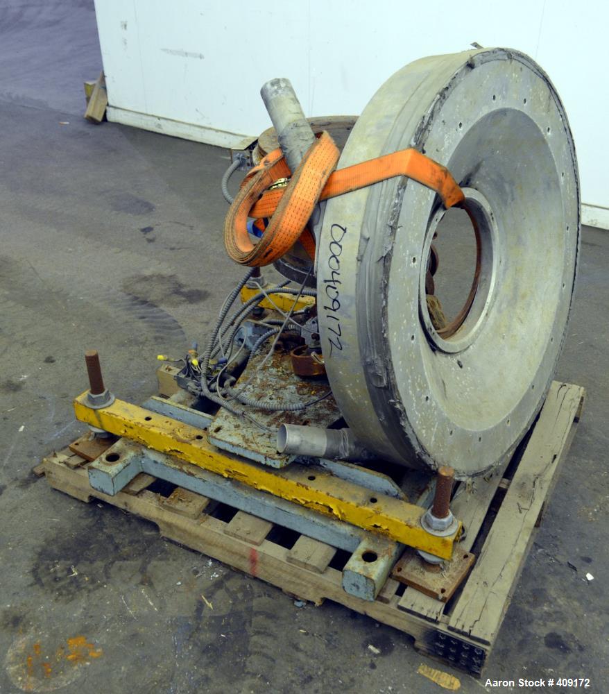 Used Gloucester Engineering Blown Film Die, Approximate 11" diameter. Includes an air ring, and cart.