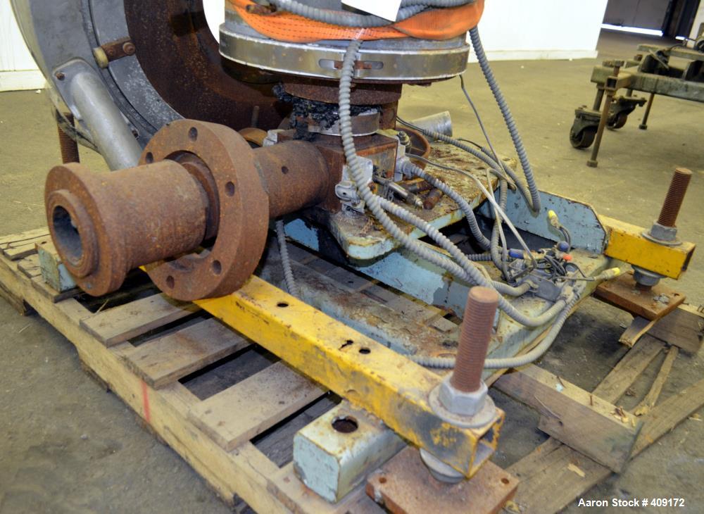 Used Gloucester Engineering Blown Film Die, Approximate 11" diameter. Includes an air ring, and cart.